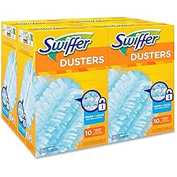 Swiffer 21459CT Refill Dusters, Dust Lock Fiber, Light Blue, Unscented, 10/Box, 4 Box/Carton
