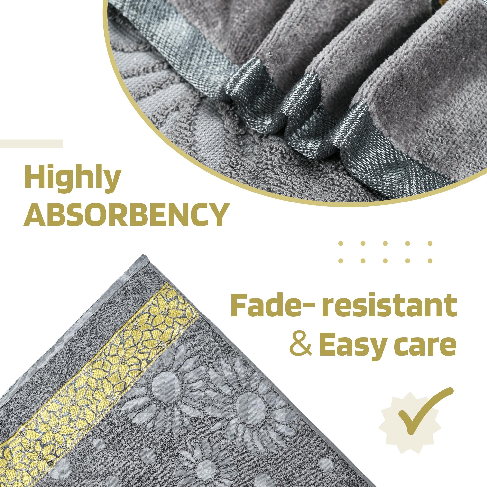 Urbane Home Pack of 4 Soft Blend Cotton Bathing Towel for Men/Women | 450 GSM Fade/Wrinkle Resistant Towels | 30x60 Inches - Velvet Grey 4