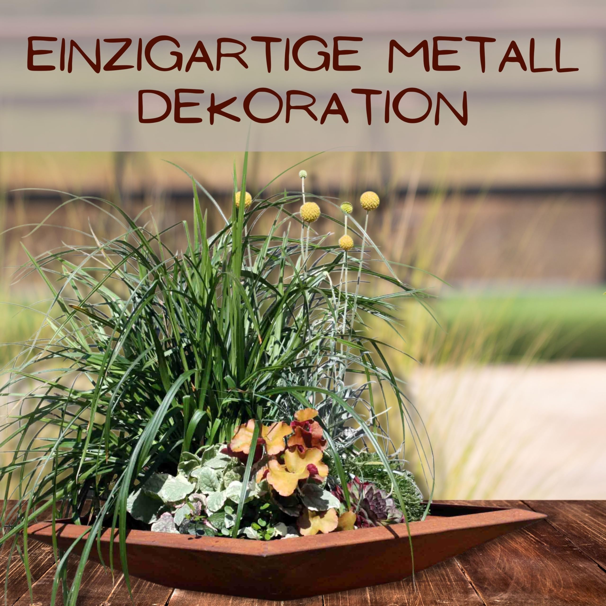Rostikal Pflanzschale Eckig 40 x 40 in Edelrost - Rostiger Garten Blumentopf, Gartendeko Pflanzschale, Dekoschalen, Grabschale, Deko- und pflanzschalen