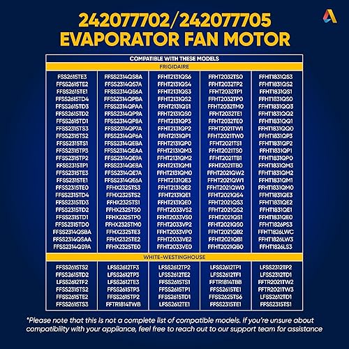 Miniatura 8 de Motor de ventilador evaporador 242077702 A03788604 A03788606 FDQC18EL4F 242077705 Motor de soplador para refrigeradores Frigidaire, Kenmore de