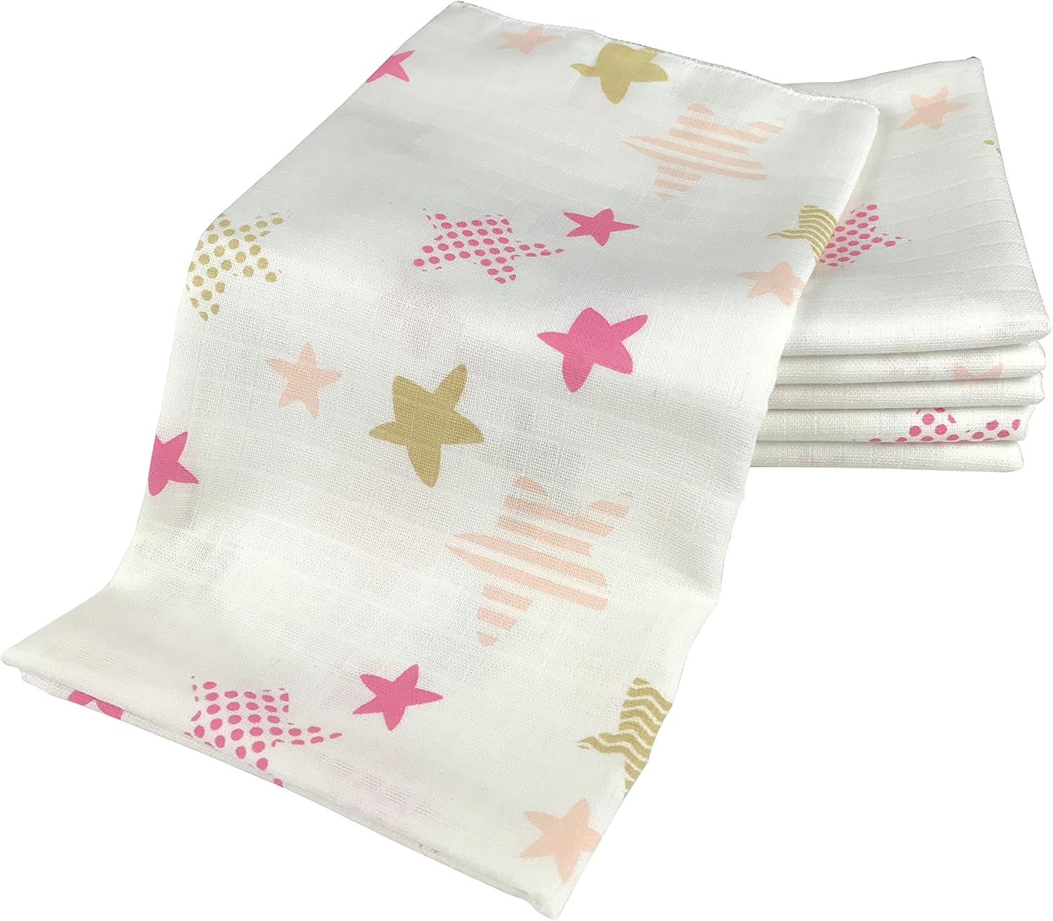 6 x Stars Burp Cloths Muslin Nappies Baby Cotton 80 x 70 cm Cloth