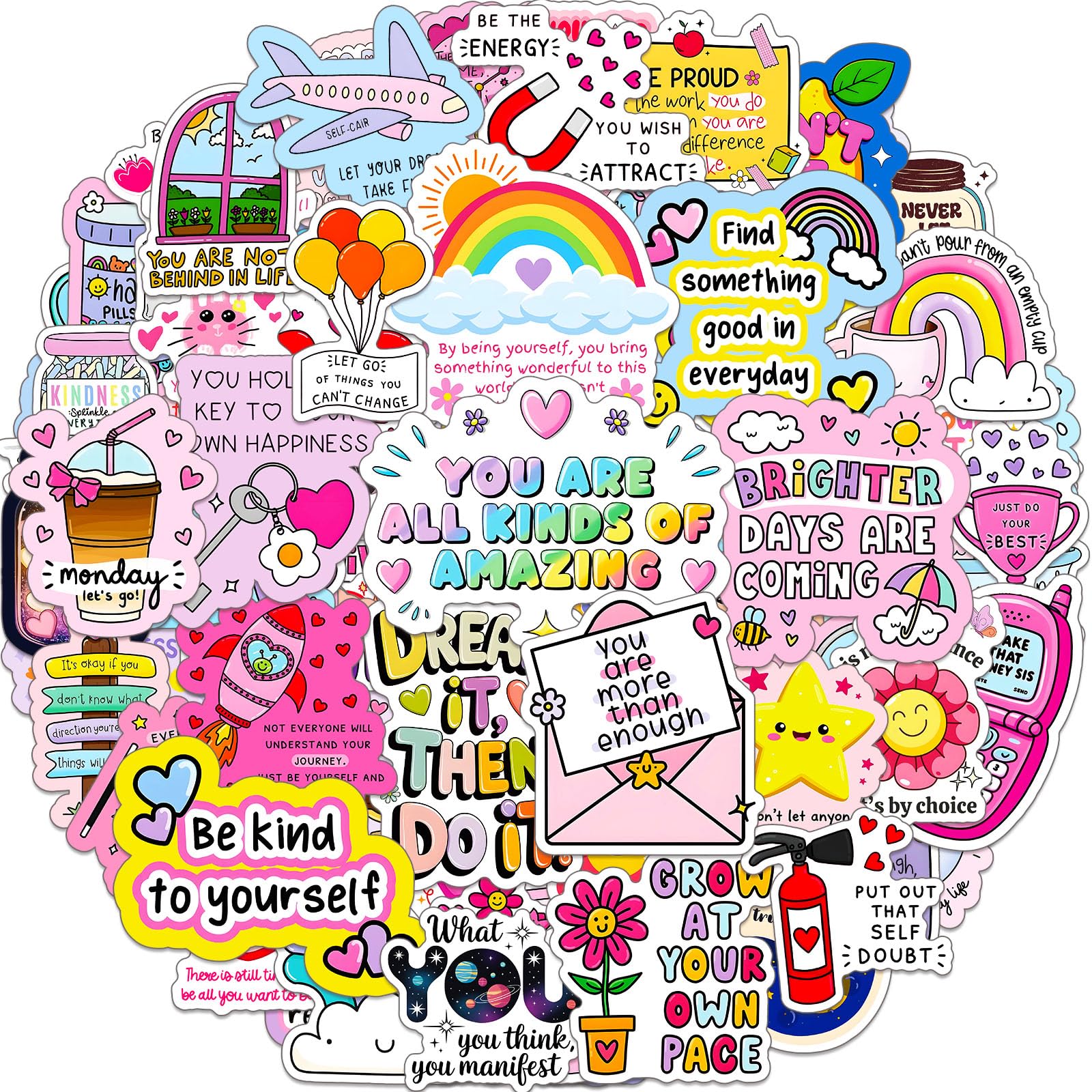 Inspirational Stickers 100 Pcs Holographic Motivational Quotes Sticker Pack