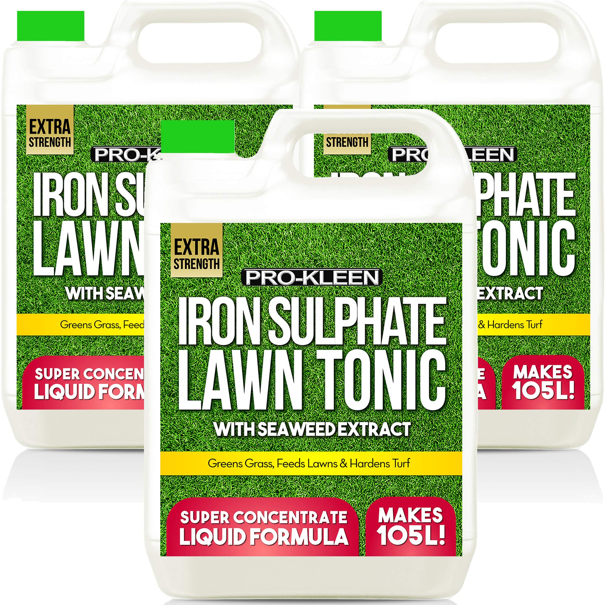 Pro-Kleen Lawn Tonic Liquid Iron Sulphate Ferrous Lawn Conditioner, Fertiliser, Grass Greener and Turf Hardener | Long-Lasting for a Healthier Garden | Helps to Prevent Disease (3 x 5 Litres)