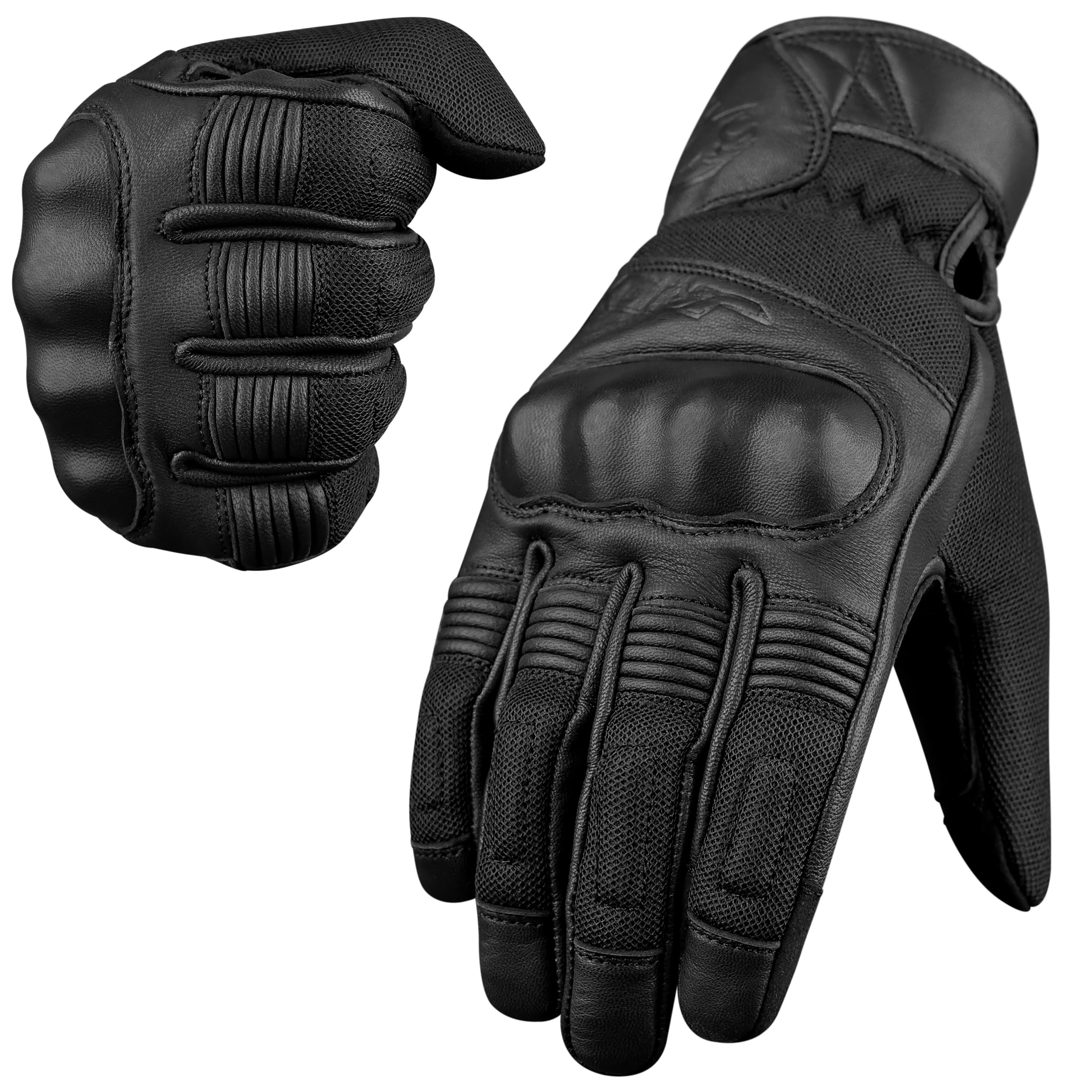 Photo 1 of J.A.G. Leather Motorcycle Motorbike Knuckle Protection Powersports Gloves - Motorcycle Gloves Touchscreen for Men (All Black, XXX-Large)