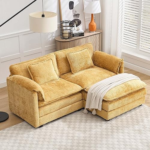 Miniatura 9 de GNIXUU Sofá modular de gran tamaño de 112 pulgadas para sala de estar, moderno sofá modular de felpilla en forma de L, cómodo sofá cama modular con