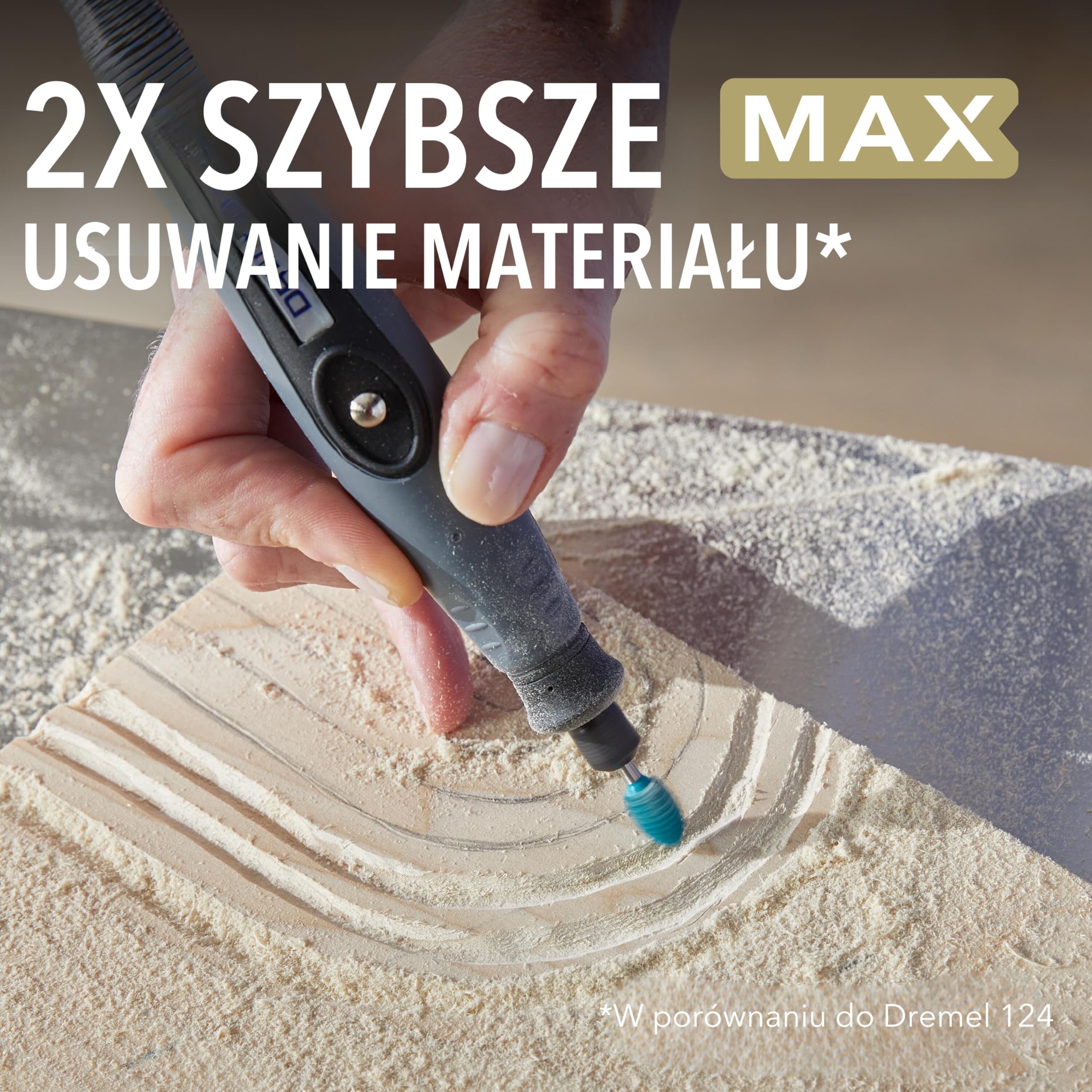 Dremel MAX High Performance Power Carving Bit (9953), materiał stal nierdzewna, szerokość 9,5 mm "płomień" do rowkowania i rzeźbienia w drewnie, tworzywie sztucznym, piance EVA i gumie. Część Dremel