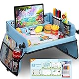 COOLJOY Travel Tray Kids Travel Tray,Kids Travel Essentials,Travel Toys-Play Tray with Transparent Erasable Surface,Lots of Storage Space,Multifunctional Activity Tray,Lap Tray for Kids Boys Girls 3+ Blue