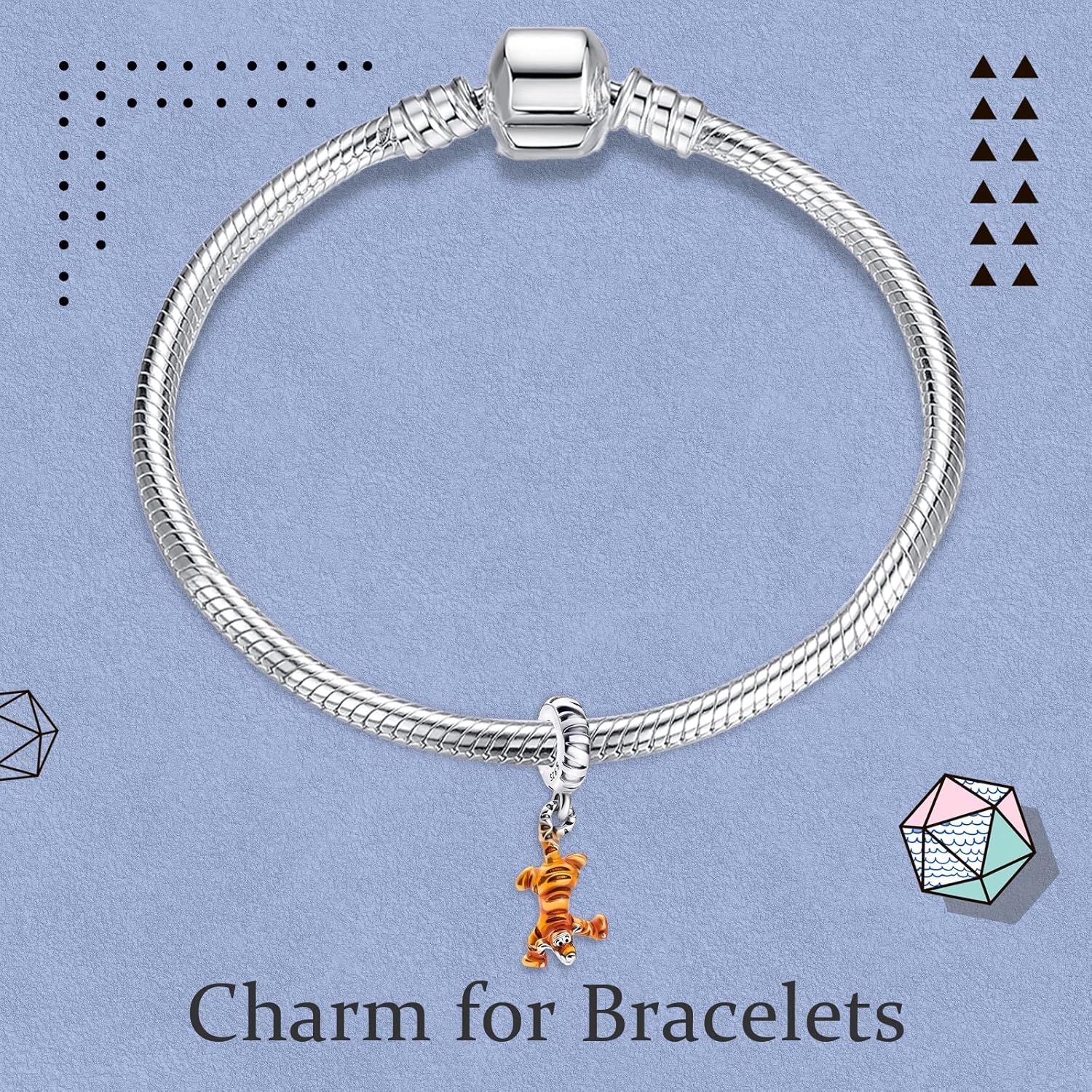 925 Sterling Silver Charms Tiger, bear, little pig Beads For Women Bracelets Necklace 3 Piece/Package (Charm Set- B) - Image 3