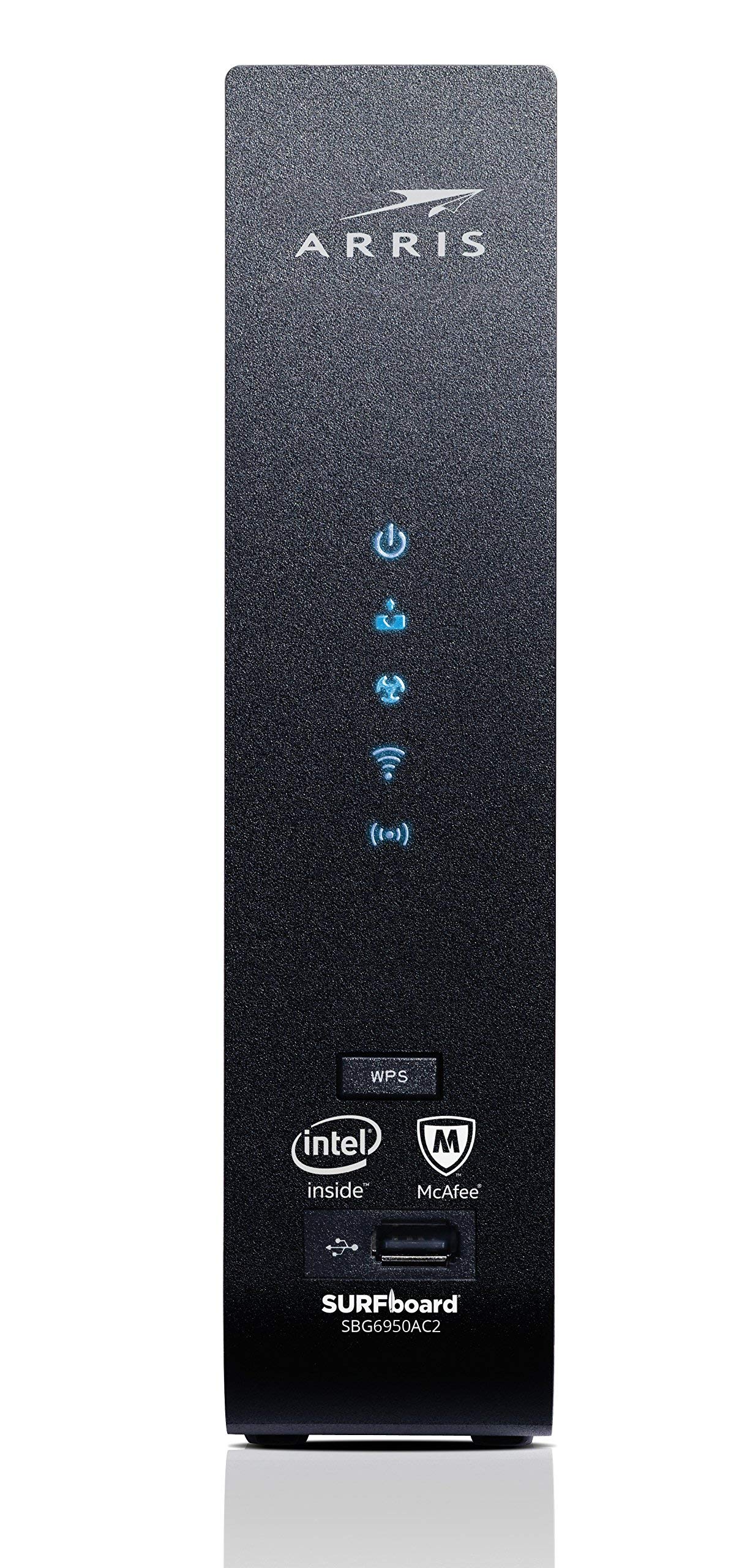 ARRIS SURFboard (16x4) DOCSIS 3.0 Cable Modem Plus AC1900 Dual Band Wi-Fi Router, 686 Mbps Max Speed, Certified for Comcast Xfinity, Spectrum, Cox & more (SBG6950AC2-RB) (Renewed)
