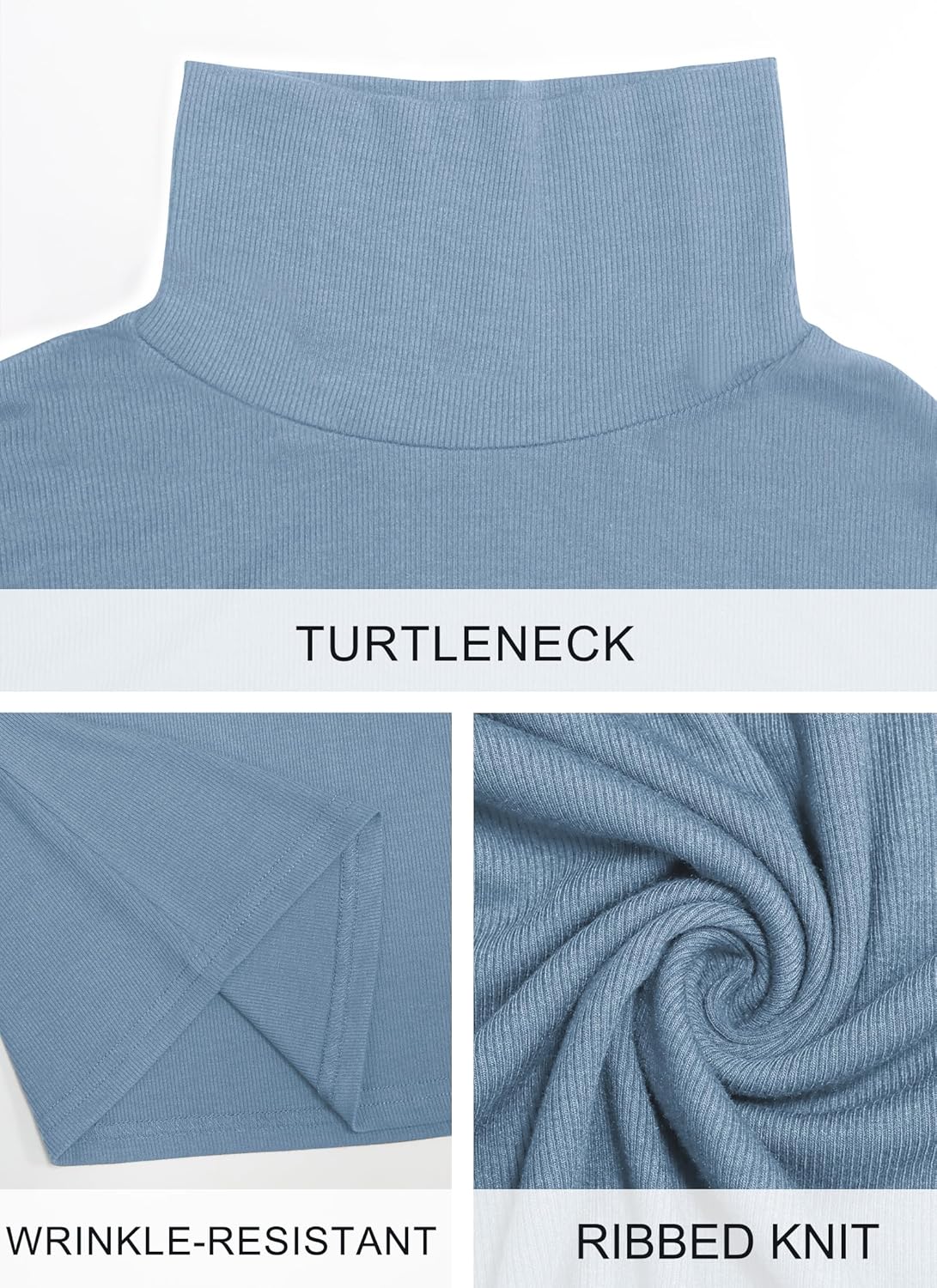 Herou 2 Pack Womens Long Sleeve Turtleneck Slim Fitted Lightweight Casual Active Layer Tops Shirts - Image 8