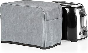 Crutello 2 Slice Toaster Cover with Storage Pockets Compatible with Amazon Basics, Cuisinart CPT-160BKS Toasters - Small Appliance Dust Cover Measuring 11
