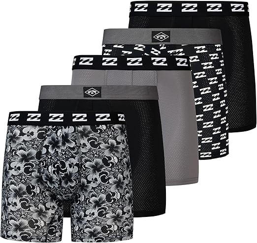 Billabong Mens Underwear 5 Pack Microfiber Performance Boxer Briefs for Men
