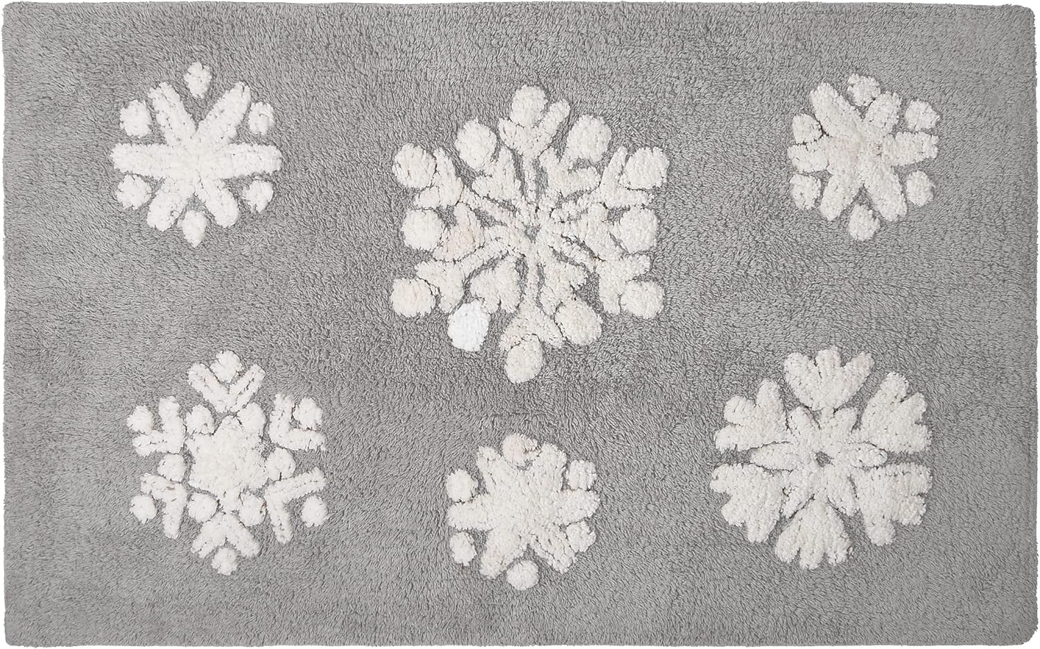 Gilbins 100% Cotton Christmas Grey Snowflake Bath Mat for Bathroom - Water Absorbent Washable Bathroom Rugs with Non-Slip Backing - Snowflake Bathroom Mat for Christmas Decorations