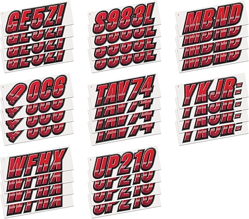 Miniatura 4 de STIFFIE Techtron Rojo/Negro 3" Barco & PWC Adhesivos de Registro • Etiquetas Adhesivas Letras Números
