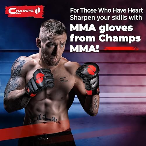 Miniatura 2 de Champs MMA Guantes para hombres y mujeres, guantes UFC transpirables con soporte superior para la muñeca y absorción de impactos, guantes acolchados