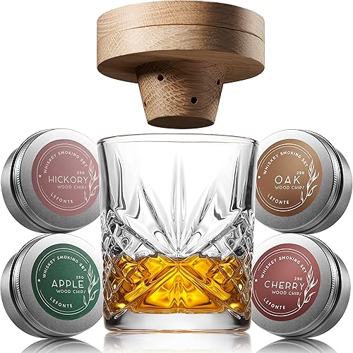 Kit de ahumador de cóctel, juego de ahumador de vasos de whisky, kit de ahumador de cóctel con virutas de madera, cócteles antiguos, whisky o bourbon