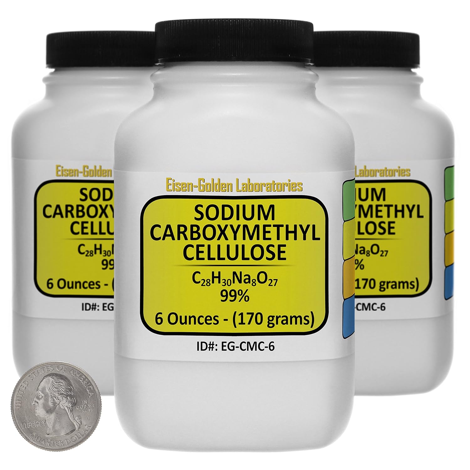 Sodium Carboxymethyl Cellulose [CMC] 99% Food Grade Powder 1 Lb in Three Space-Saver Bottles