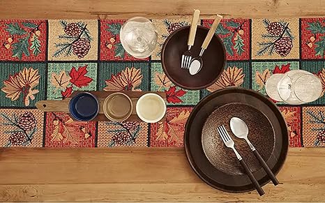 PRAKARTIK BY INDUARTS Tropical Floral Multicolor Cotton Runner Set of 1, Home Washable Kitchen Dining Table Side Placemats, Jacquard Design, Heat Resistant.(30x180 cm)