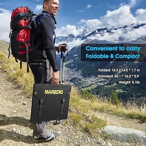 Miniatura 5 de MARBERO Panel solar portátil de 60 W, panel solar plegable de 60 vatios para generadores solares, IP65, impermeable, 23%, puerto USB de alta