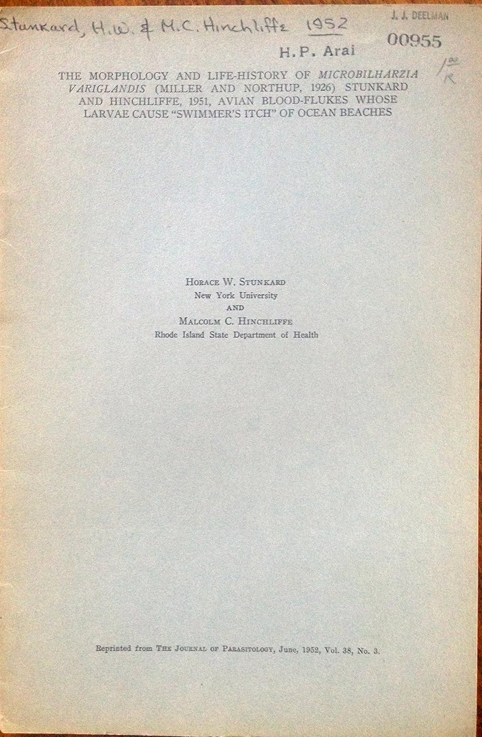 The morphology and lifehistory of microbilharzia variglandis (Miller