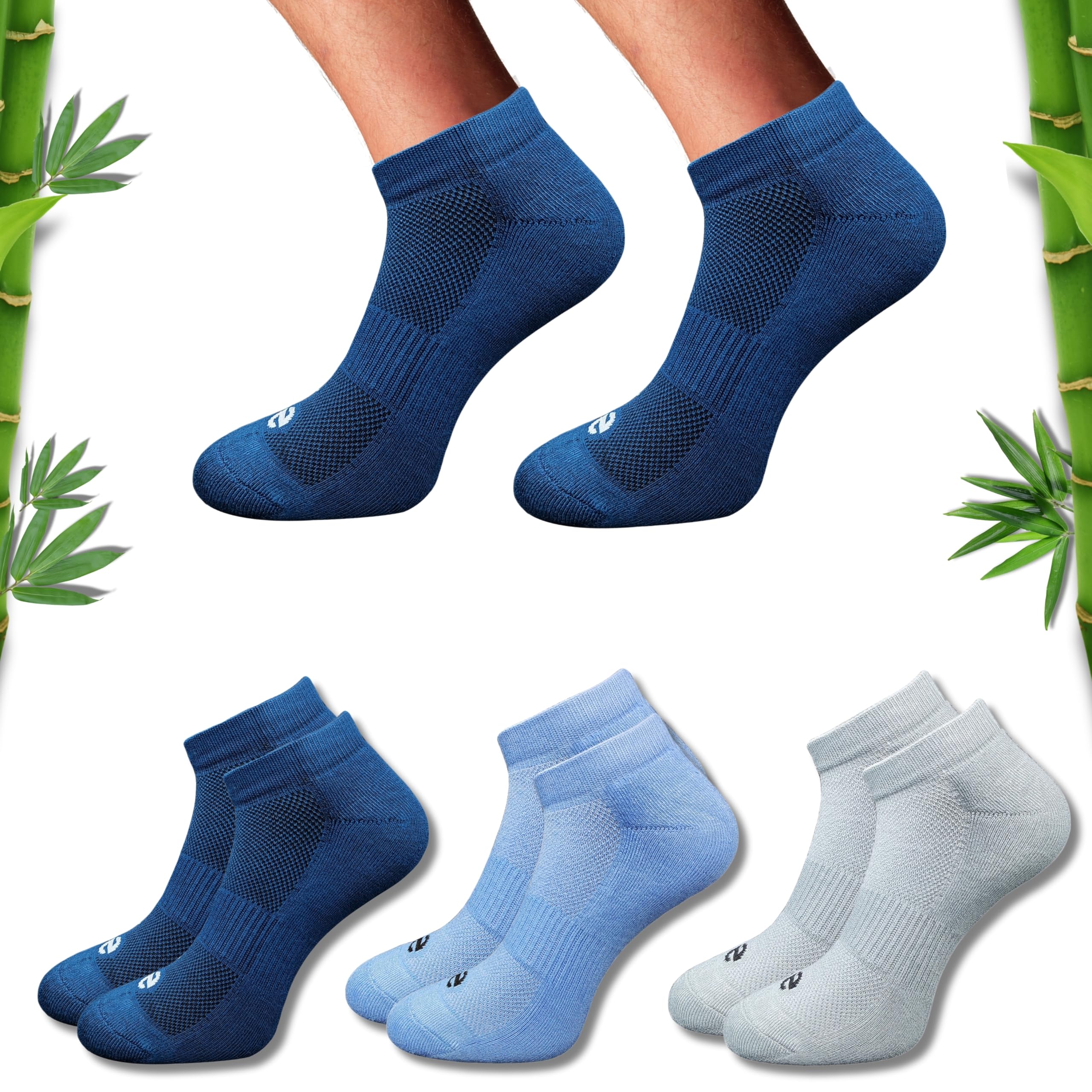 ecosync Premium Bamboo Unisex Socks - Low Cut (Set of 3: Navy + Sky Blue + Light Grey) | 88% Bamboo Fabric, Anti-Bacterial, Breathable, Soft, Seamless Design.-picture-28