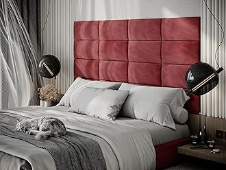 ua acoustics Upholstered Decorative Wall Panels Velvet Headboard Padding | Cushioned Planks | Padded Decor Collision Avoidance | Acoustic Soundproofing Treatment | (Rose, 2x Rectangle (25x50cm))