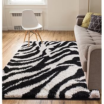 Amazon Com Zebra Print Rug Contemporary Area Rugs 5x8 Zebra Rugs Large 5x7 Zebra Rugs For Living Room Animal Print Rugs Medium 5 X8 Furniture Decor
