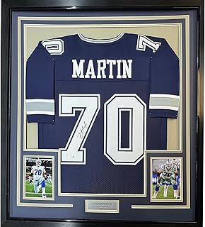 Framed Autographed/Signed Zack Martin 35x39 Dallas Blue Football Jersey Beckett BAS COA
