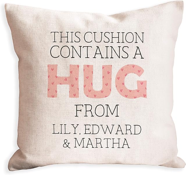Personalised cushion contains a hug from peach | gift for mothers day birthday or christmas from son or daughter | presents for friend her women | best Mother Mam Mammy | distance love