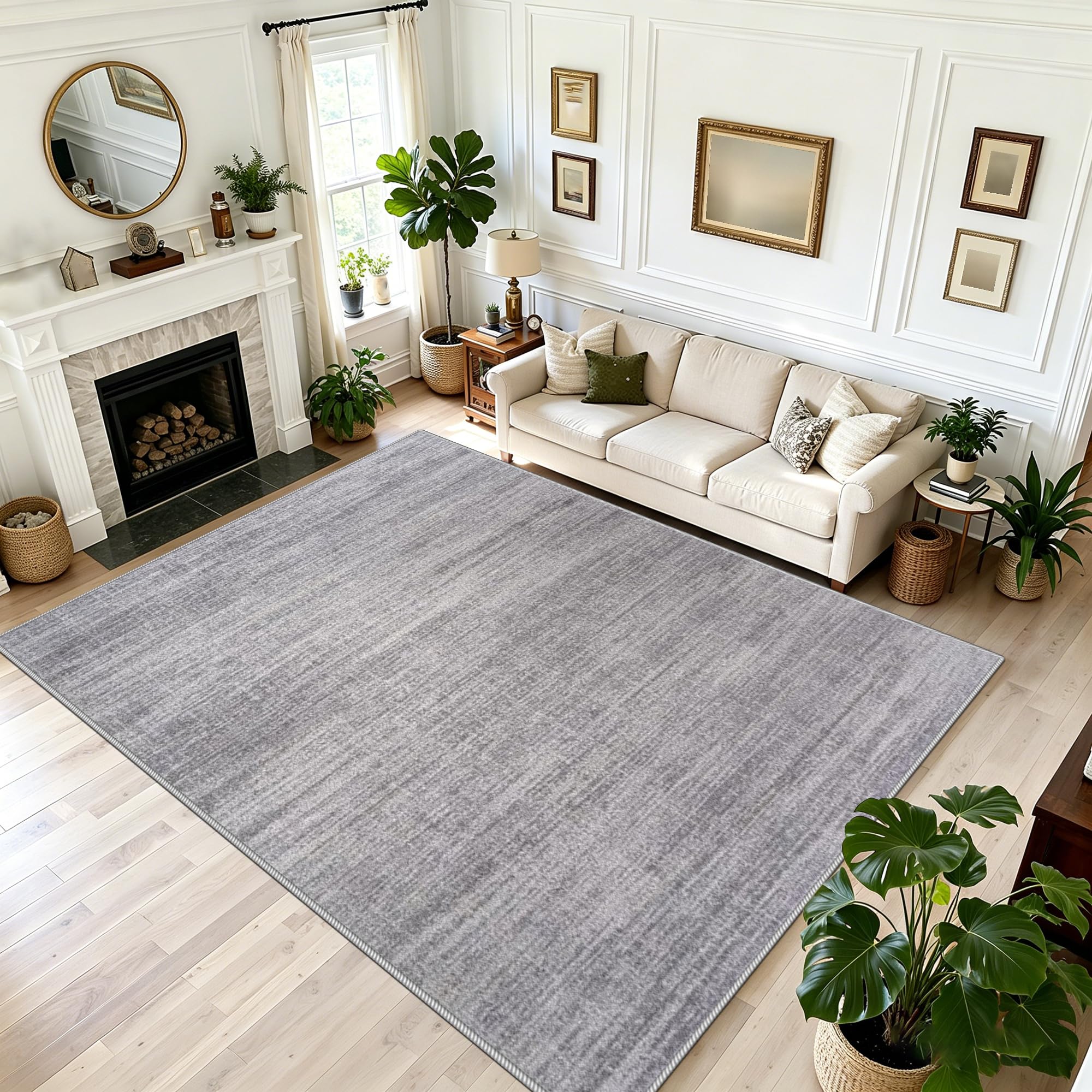 Tapis poil court 110x130 lavable et antidérapant pour chambre
