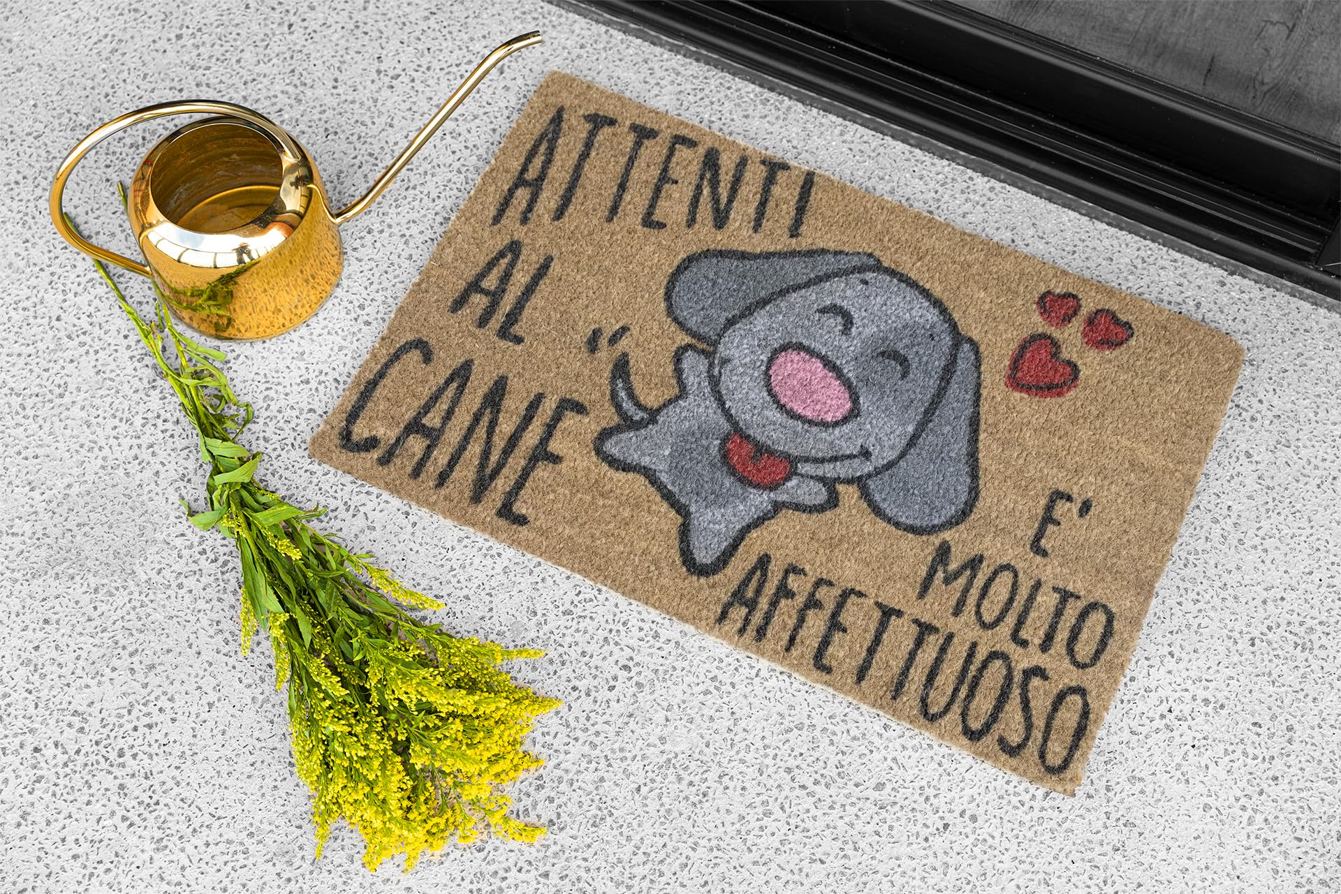 KOKO DOORMATS Zerbino ingresso casa in Fibra di Cocco “Attenti al Cane” | Tappeto Ingresso Esterno con Base Antiscivolo in PVC | Design Simpatico e Resistente da 40x60 cm per Porta d’Ingresso
