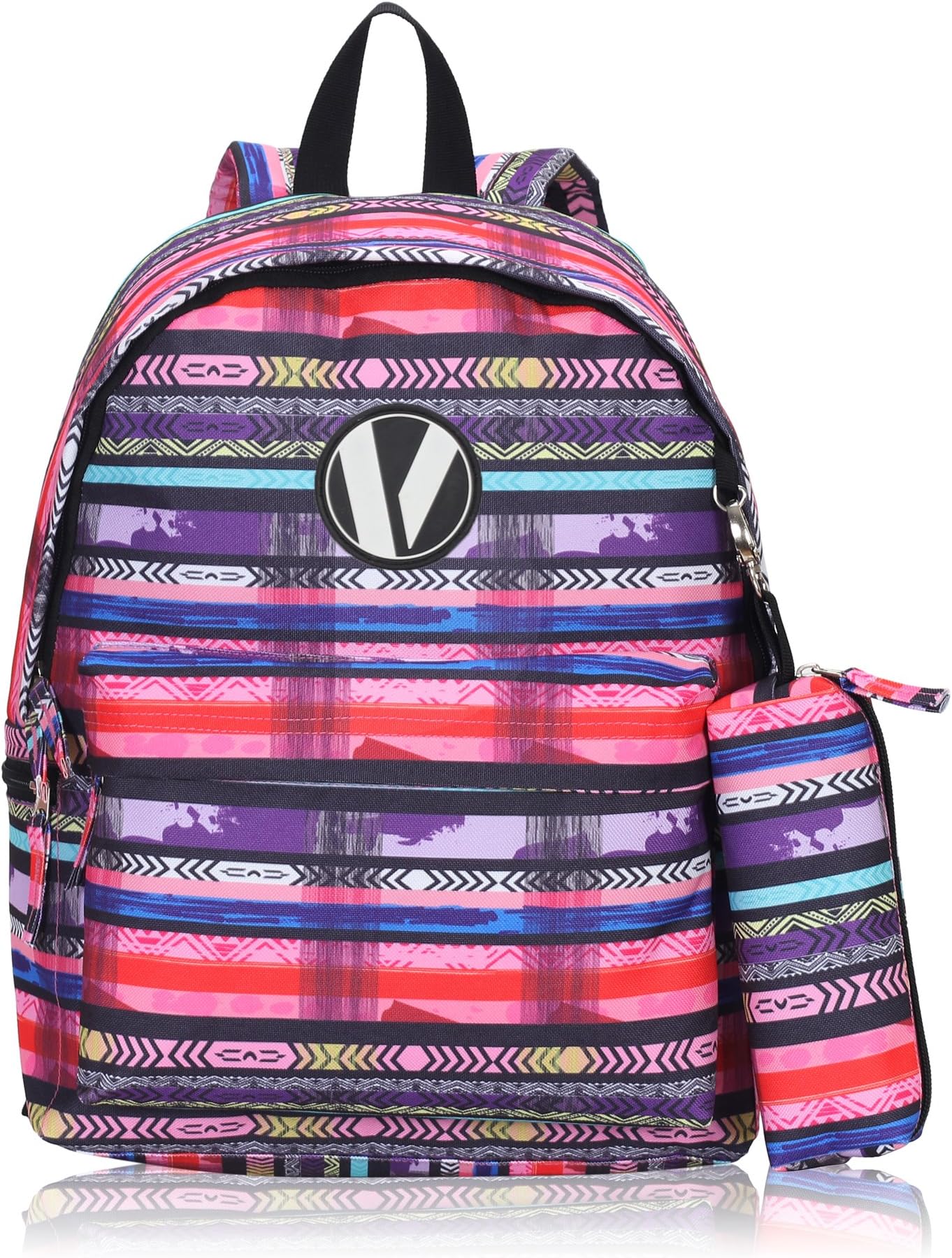 Veegul School Backpack Set with Pencil Case for Teens Boys Girls (Fuschia)