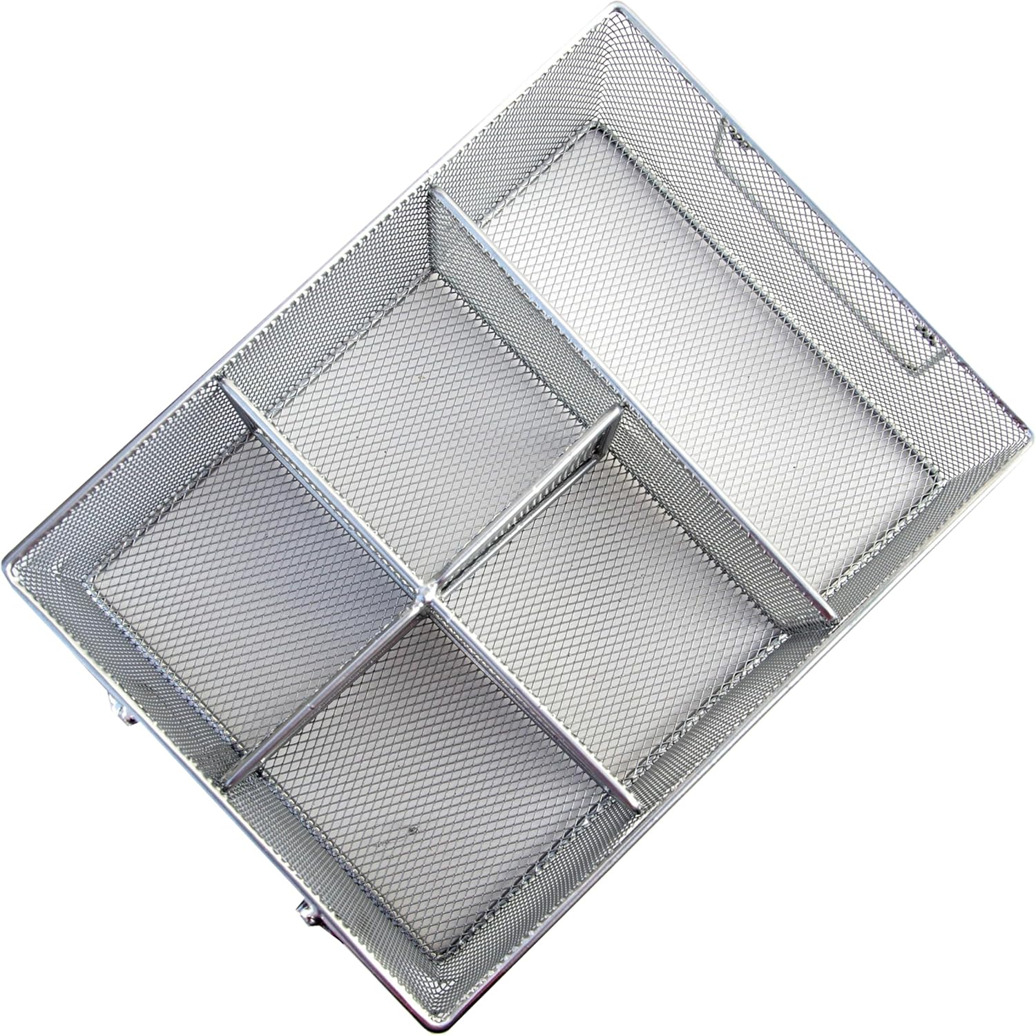 Utensil Holder for Party Hosting Essentials 4 Silverware Carrier Slots, 1 Small Paper Plate Holder, 2 Side Handles – Condiment, Grill Flatware Caddy Outdoor Cutlery Caddy (Silver)