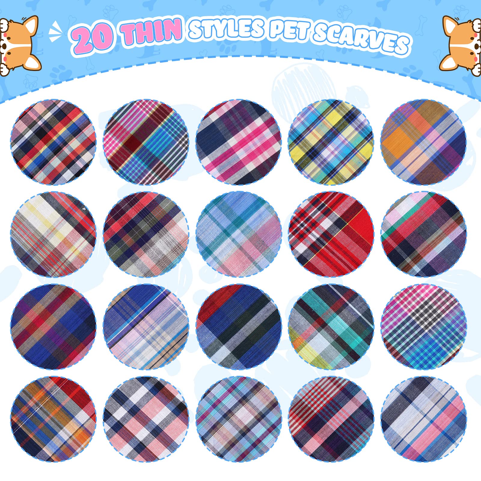 100 Stück Hundehalstuch, kariert, waschbar, Baumwolle, Welpen-Bandana, weiches Katzen-Bandana, Zubehör, bequemes Hunde-Lätzchen-Halstuch für kleine, mittelgroße Hunde, Katzen, Geburtstag, Urlaub