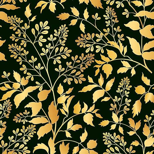 Fiula Papel pintado negro y dorado de 16.1 x 393 pies, papel tapiz extraíble autoadhesivo decorativo para estantes y cajones, rollo impermeable