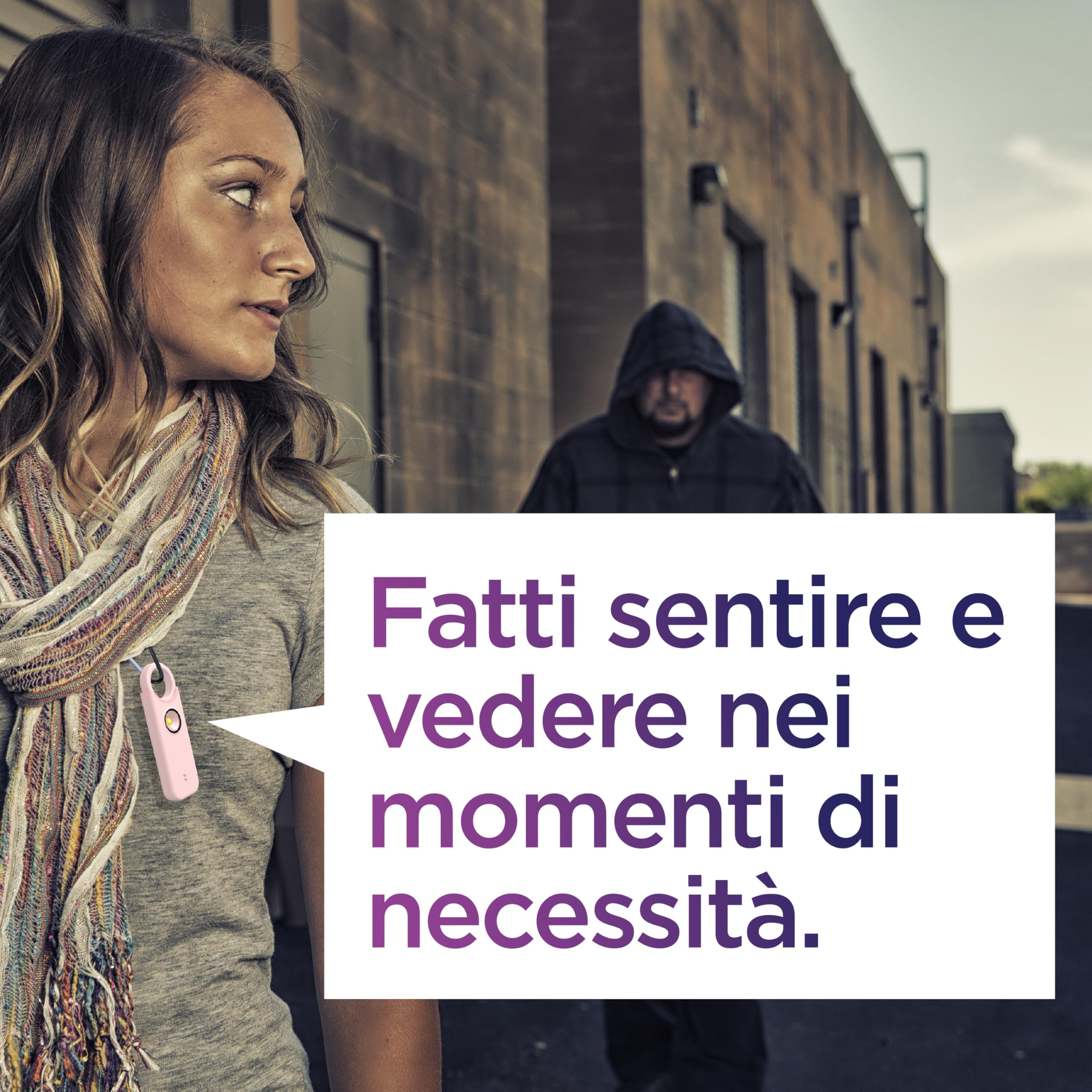 SnapSiren - Allarme Personale anti aggressione - Autodifesa con Sirena 135 dB - Portachiavi Donna da borsetta per Difesa Personale - Torcia e Allarme Porta Ingresso Hotel (Nero)