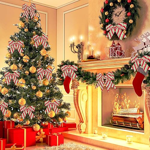 Miniatura 5 de 4 rollos de cintas con alambre de bastón de caramelo navideño de 24 yardas de 1.0 pulgadas, 1.5 pulgadas, 2.0 pulgadas, 2.5 pulgadas, cintas