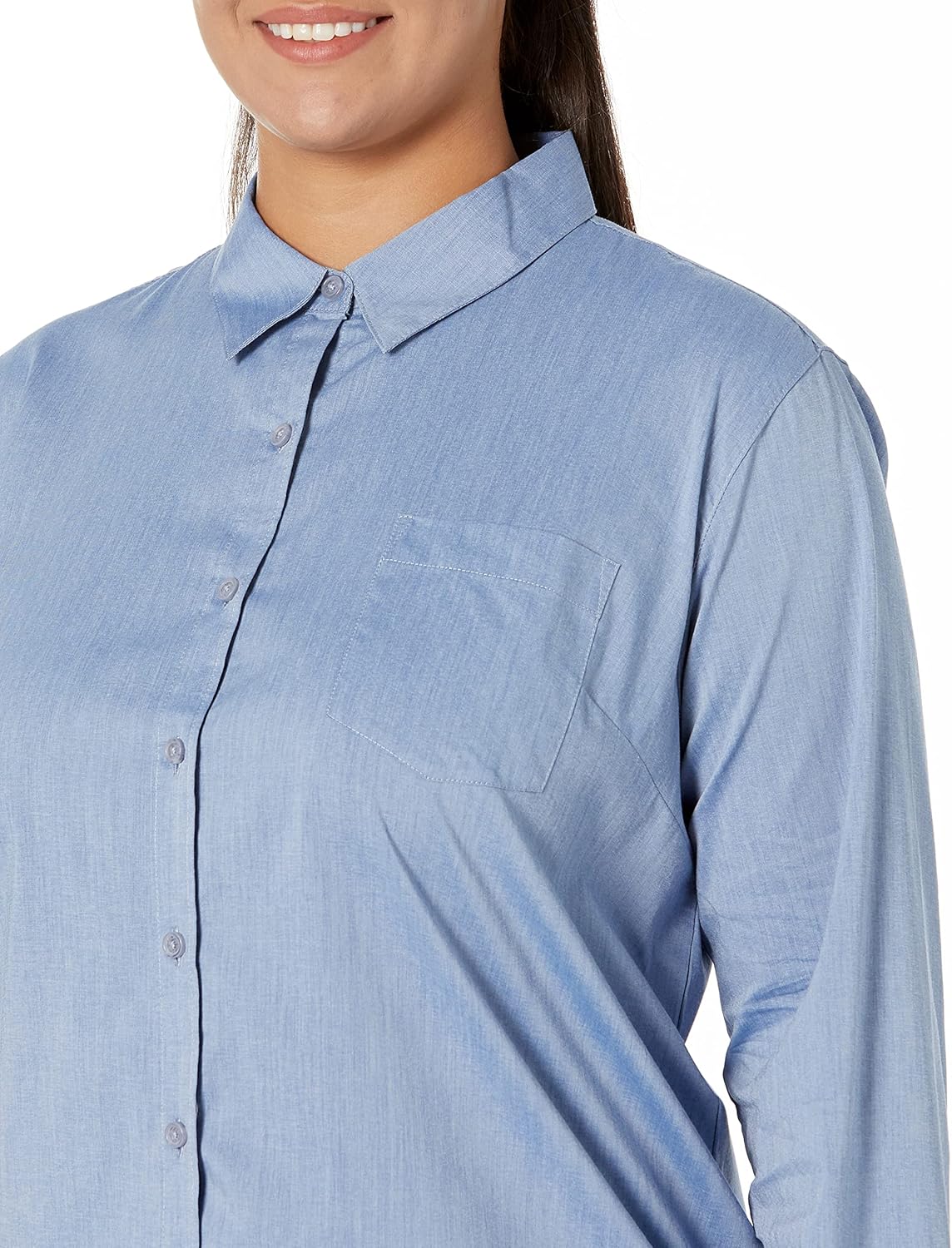 Dickies womens Long Sleeve Stretch Poplin Work Button Down Shirt, Limoges, Small US - Image 3
