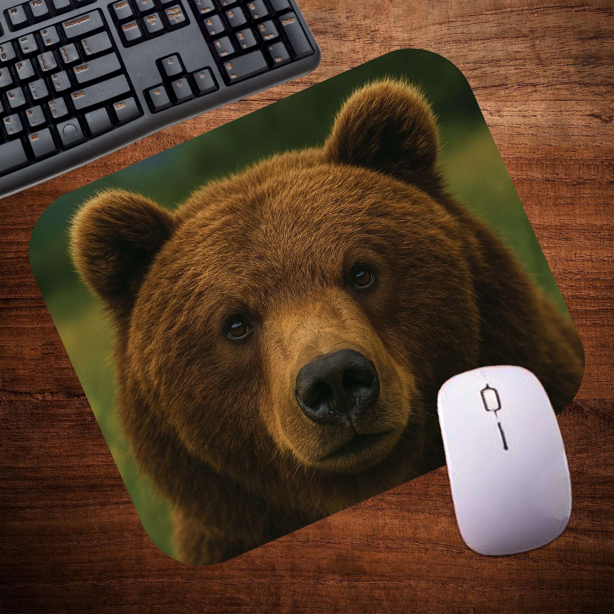 Niedźwiedź dzika przyroda motyw zwierząt podkładka pod mysz podkładka pod mysz na biurko komputer laptop PC gry dom lub biuro prezent (MP125)