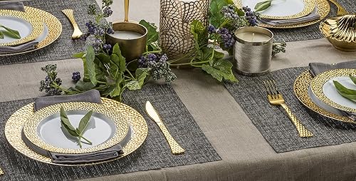 Miniatura 6 de Laura Stein - Juego de 8 platos de 7 pulgadas, vajilla blanca de plástico pesado de alta calidad, platos de ensalada con borde dorado, plato de