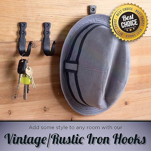 Miniatura 6 de Ganchos decorativos para pared, ganchos de pared de metal para colgar abrigos, sombreros y bolsos, ganchos rústicos para toallas para baños