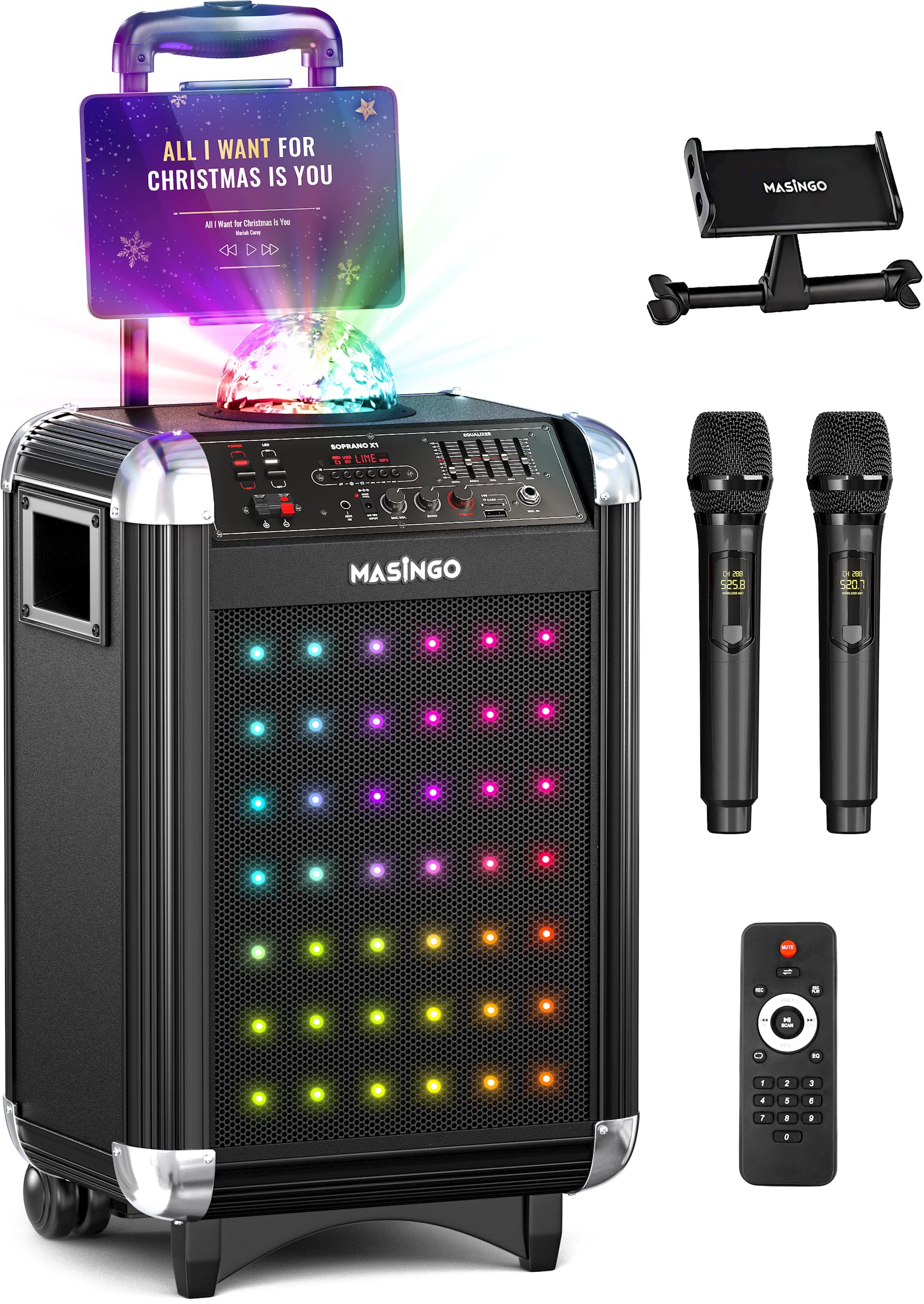MASINGO Karaoke Machine for Adults and Kids with 2 Bluetooth Wireless ...