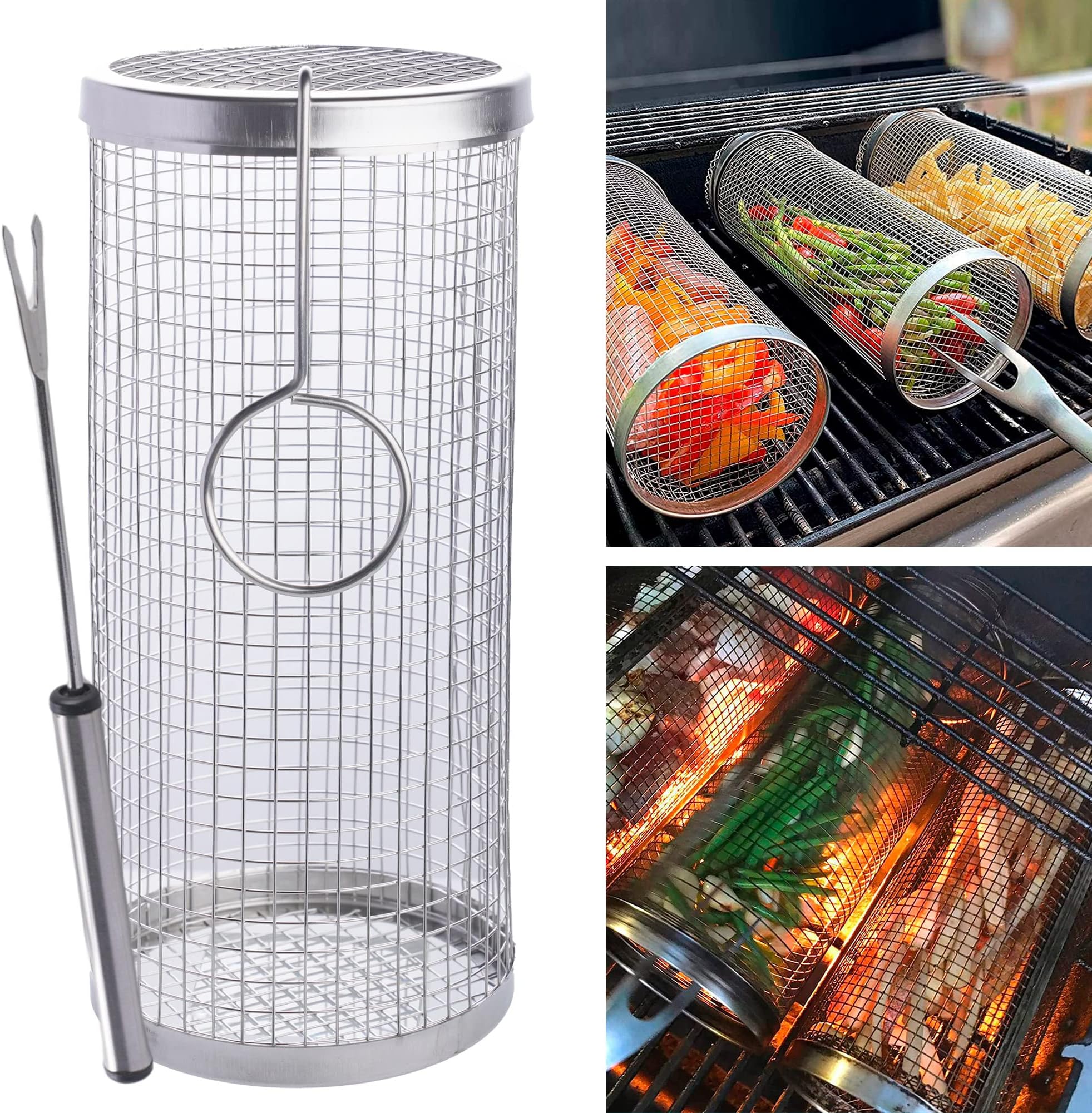 Cooking Grill Basket Camping Essentials Set of 8, Grilling