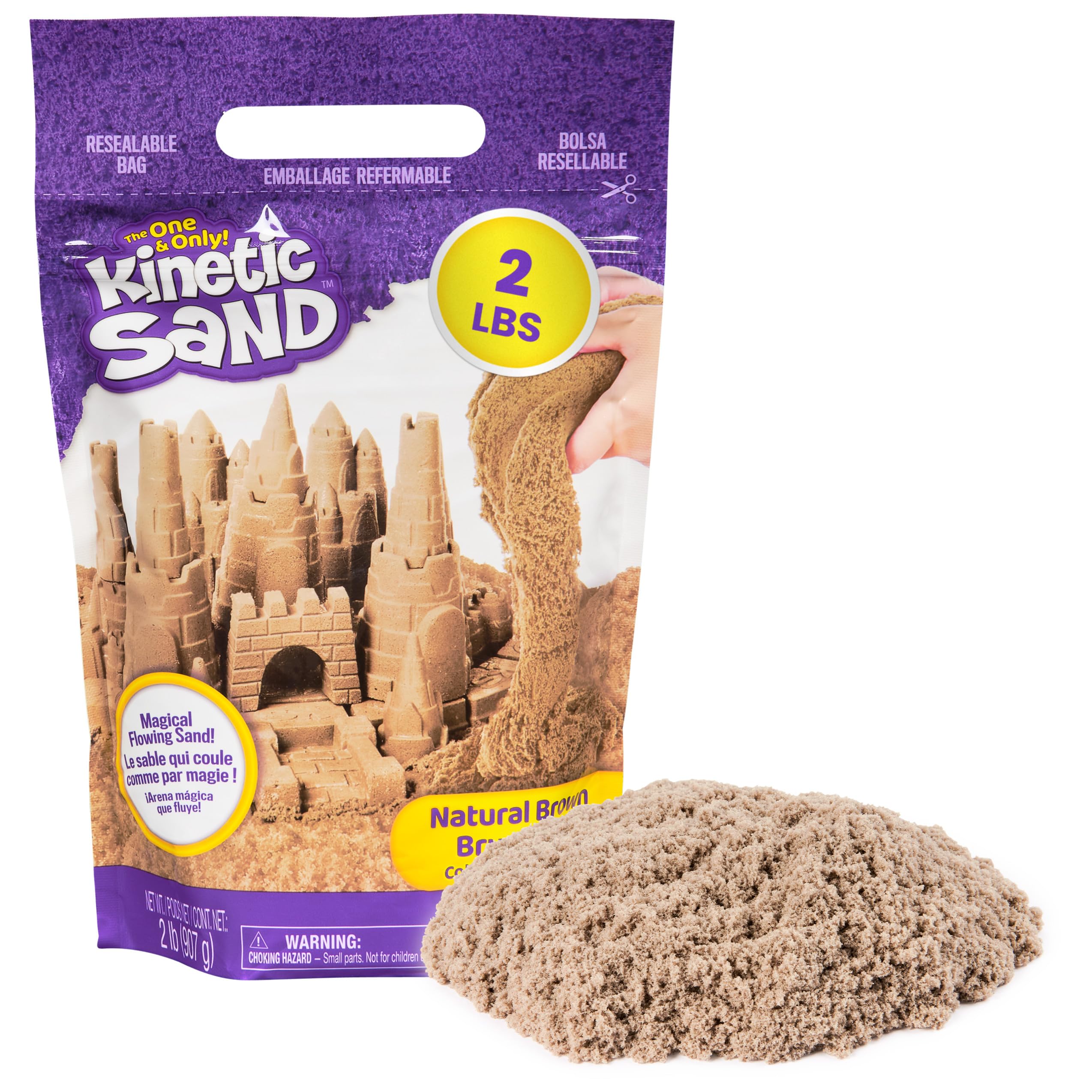 Kinetic Sand Bag Natural Brown, 907 g - Magic Play Sand from Sweden, for Relaxed, Creative Indoor Sand Game, for Children from 3 Years