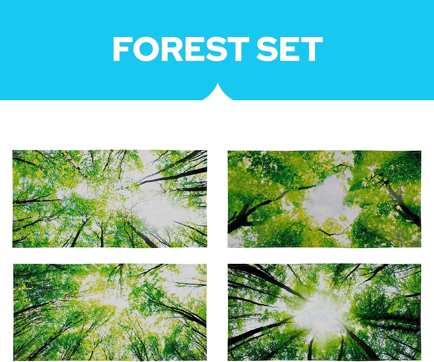 4-Pack Forest Fluorescent Light Covers for Ceiling Lights Classroom - 2x4 ft Magnetic Sky Covers - Decorative Office Lighting Diffuser Panels, Calming Artificial Skylight, Teacher Decor