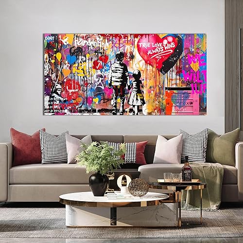 Miniatura 17 de SIXTTART Banksy - Arte de pared en lienzo para sala de estar, arte de pared de graffiti callejero para dormitorio, pintura abstracta grande, arte