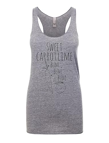 Sweet Carrot Lime Women's Graphic Racerback Tank Top by Moonlight Makers, Gift for Her, Shirts with Sayings, Yoga Tee (L, Heather Gray)