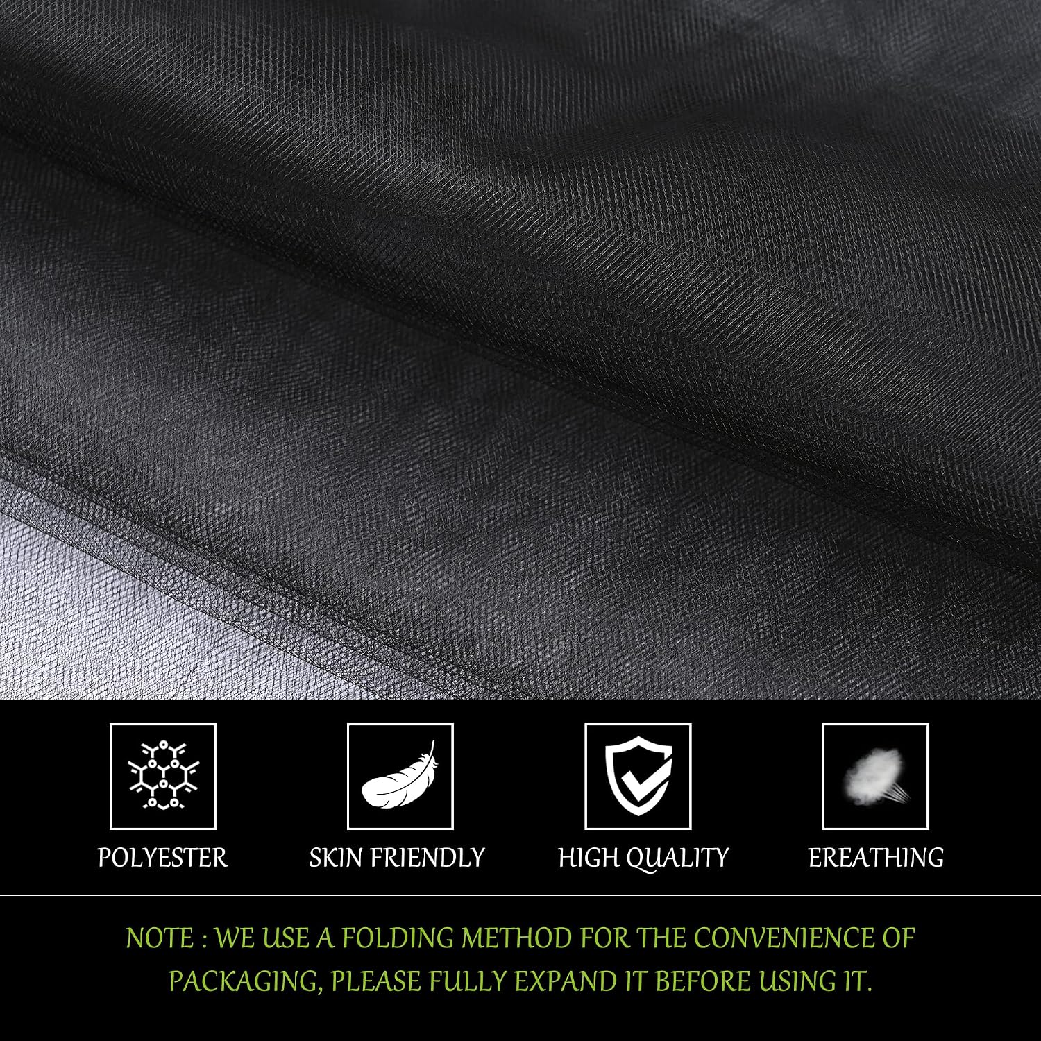 Black Tulle Fabric Roll - 108 Inch x 10 Yards Tulle Mesh for Gift Wrapping DIY Crafts Party Decorations and Making Ponchos and More