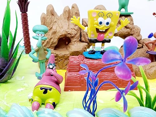 Miniatura 3 de Juego de adornos para tartas de Bob Esponja con Patrick, tablones, calamardo, arena y amigos con accesorios decorativos