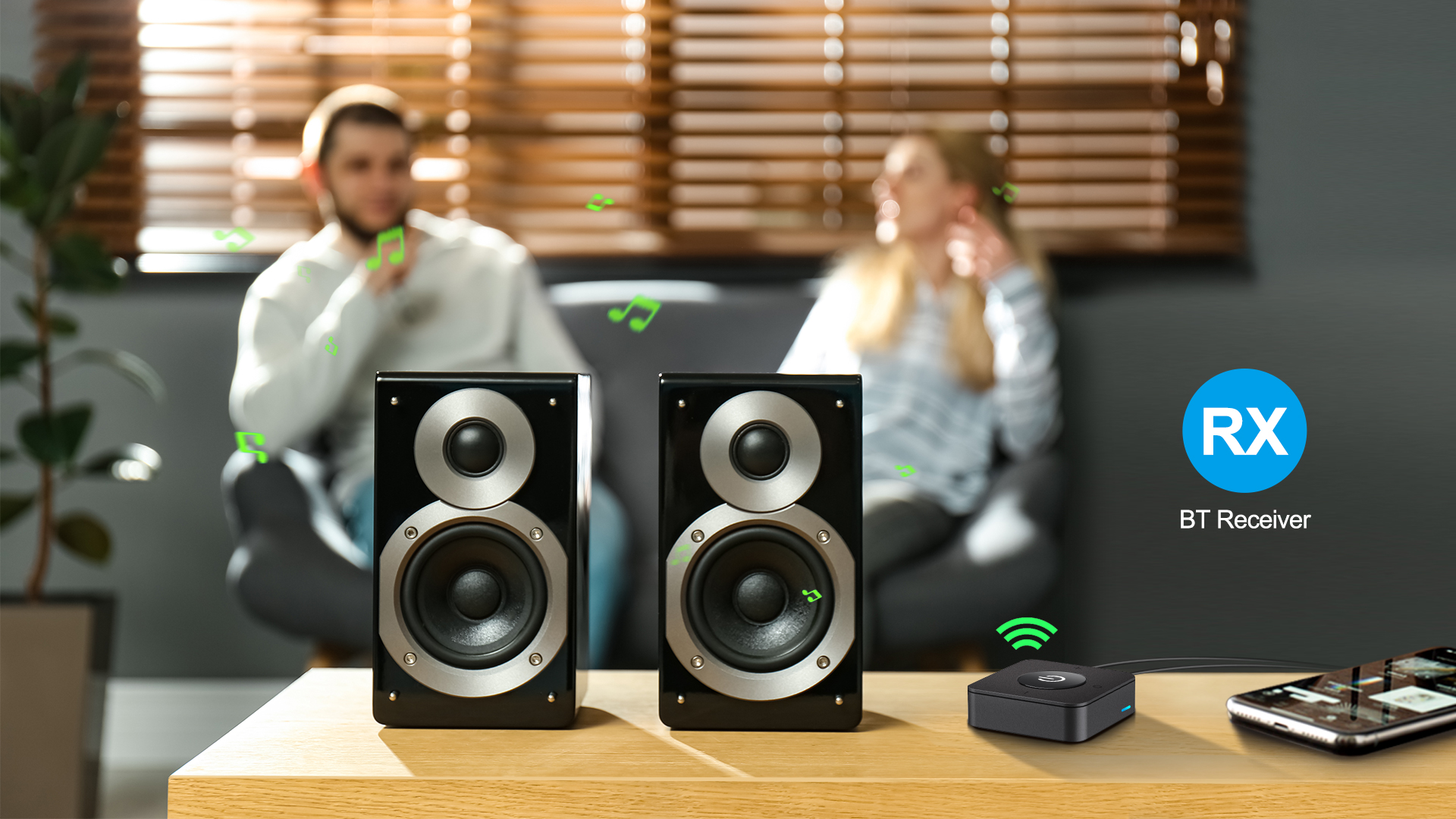 ZIOCOM Bluetooth 5.0 Transmitter Receiver, 2-in-1 Wireless Audio